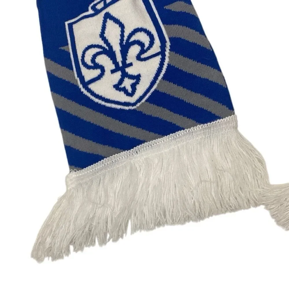 Saint Louis University Fringe Scarf Blue White Double Sided 60”x7.5”